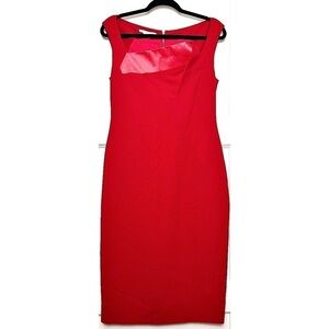 ANTONIO BERARDI Sleeveless Crepe & Satin Origami Pleat Drape Front Shift Dress 8